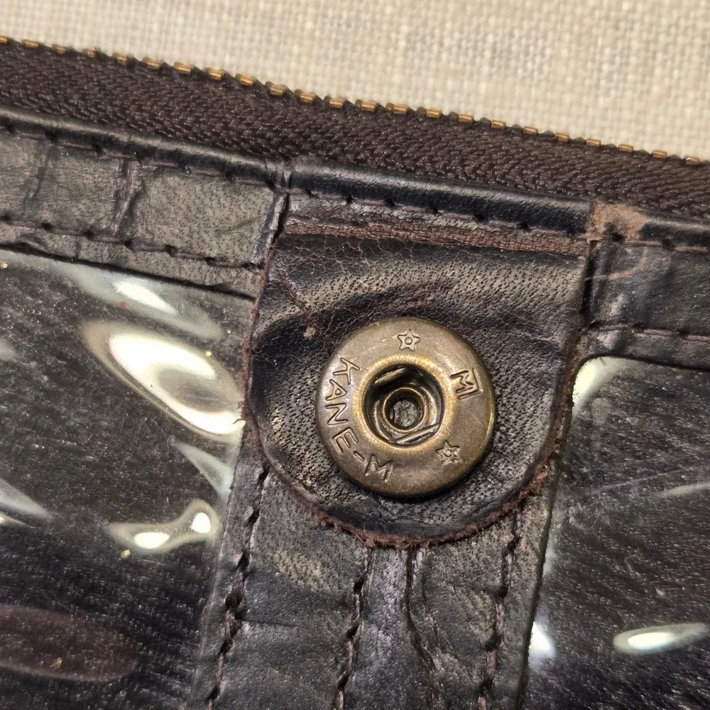 COCHOA Bifold Brown Distressed Zipper Pouch Travel RFID Blocking Leather Wallet